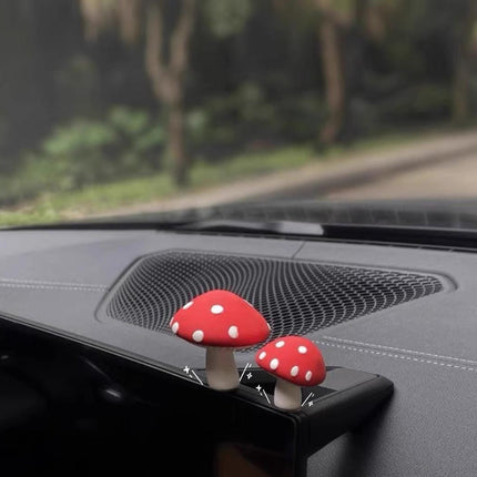 Cute Red Mushroom - Healing Toadstool Pair for Car Ornament, Dashboard, Rearview Mirror Charm, Auto Decor