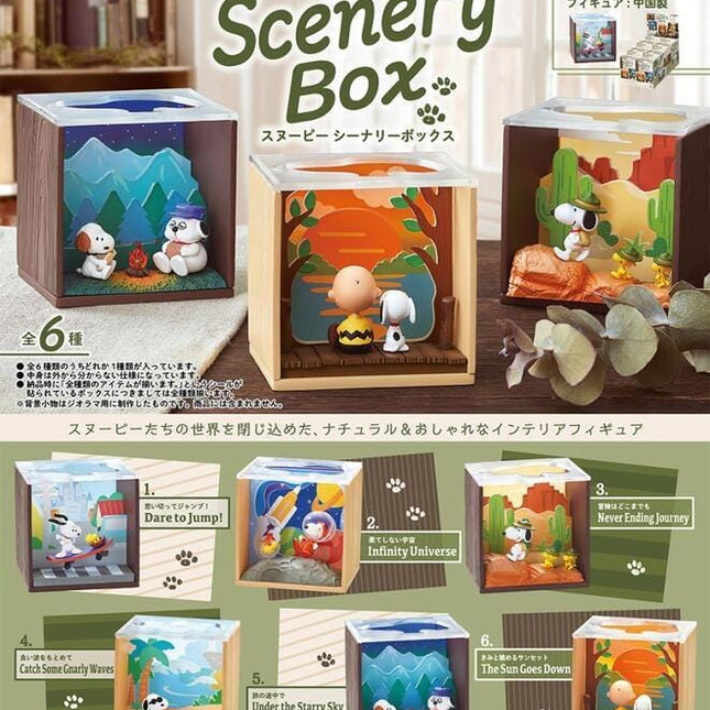 Snoopy scenery box set with six wooden mini diorama cubes and clear display tops