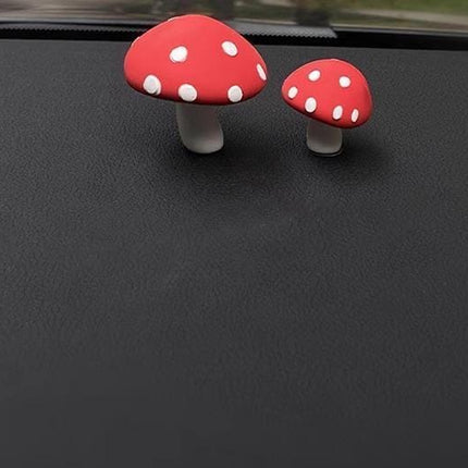 Cute Red Mushroom - Healing Toadstool Pair for Car Ornament, Dashboard, Rearview Mirror Charm, Auto Decor