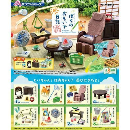 The image is a collage of various miniature toys and objects, including a chair, a fan, a table, and other items, all arranged in a playful and colorful manner.
