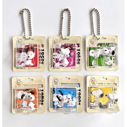 Vintage Peanuts Snoopy Style Charms Keychain - 75th Anniversary Snoopy Figure Pendant