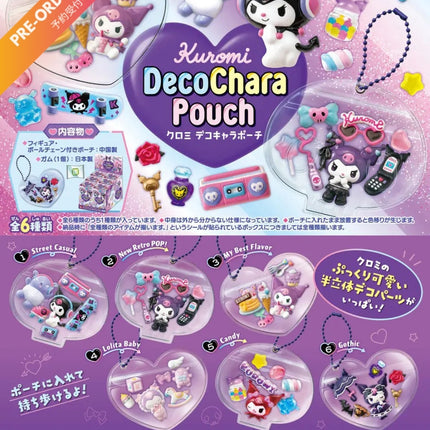 (Pre-order) Re-ment Kuromi Deco Chara Pouch (Box of 6) (4521121700632)