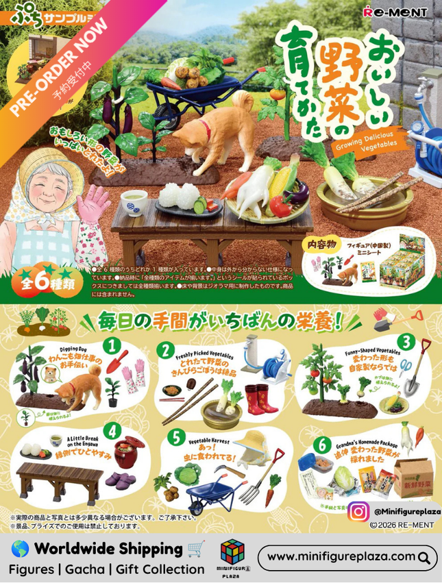 Re-ment growing vegetable petit sample series full set of 6 in illustrated box