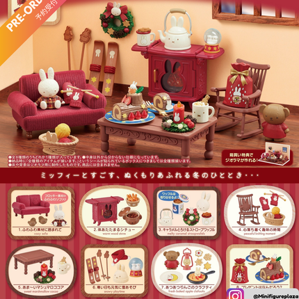 Re-ment Miffy winter preparation miniature set, complete 8-piece furniture and figures