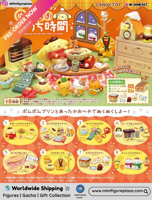 (Pre-order) Re-ment Pompompurin Winter time at home (Box of 8) (4521121700991)