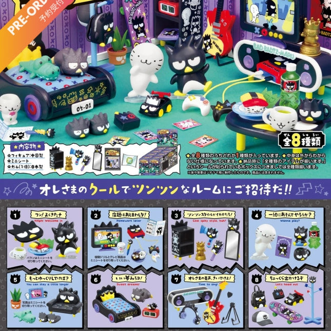 Mini toy room set with Badtz Maru figures and accessories, set of 8.