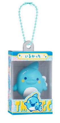 Bandai Tamagotchi gumiture charm with blue character in boxed package and turquoise bead necklace