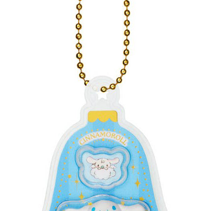 Cinnamoroll bell-shaped ornament charm with bead chain, blue stars and figure