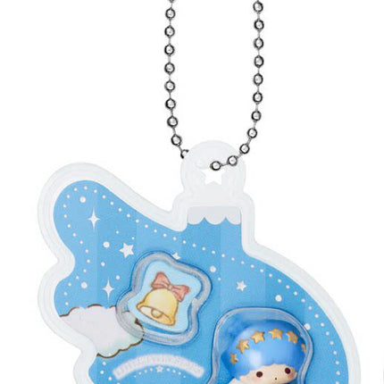 Blue Sanrio character ornament charm with bead chain, starry rabbit scene