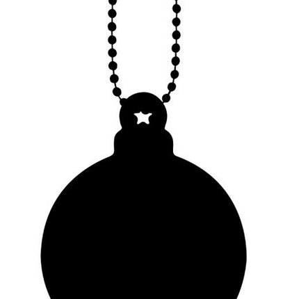 Black Sanrio character ornament charm with bead chain, round silhouette