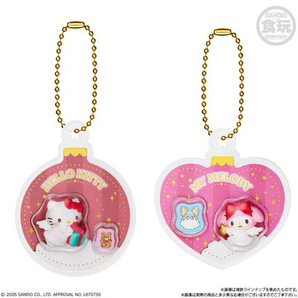 Sanrio ornament charm set: Hello Kitty and My Melody heart charms with bead chains