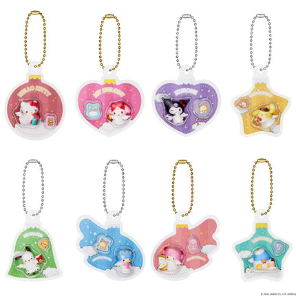 Assorted Sanrio character ornament charms with colored bead chains, 10-pack