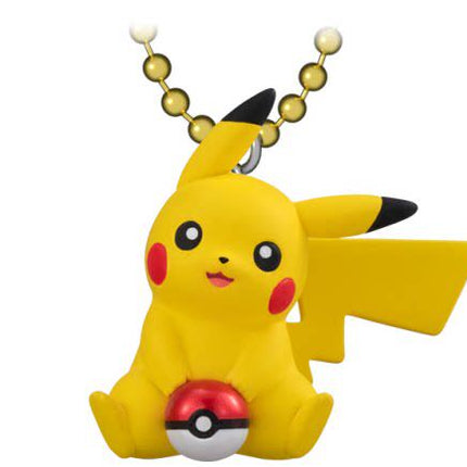 Pikachu mascot keychain with Poké Ball charm