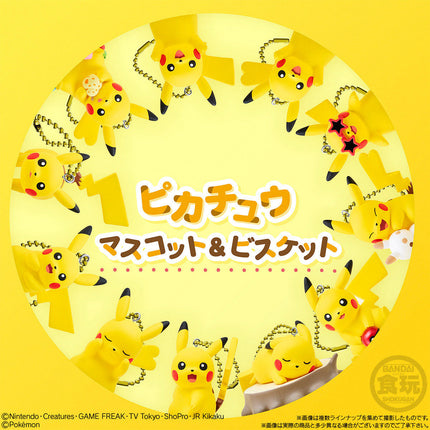 Pikachu capsule toy package card with circular layout and multiple Pikachu mascot charms