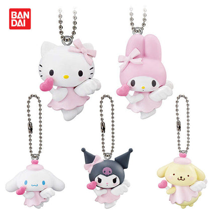Set of 5 Sanrio angel keychains with bead chains and plush figures