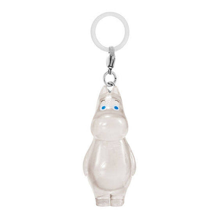 Moomin keychain charm of a white lantern-shaped character on a metal key ring