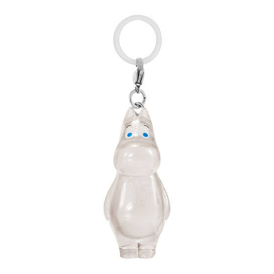 Moomin keychain charm of a white lantern-shaped character on a metal key ring