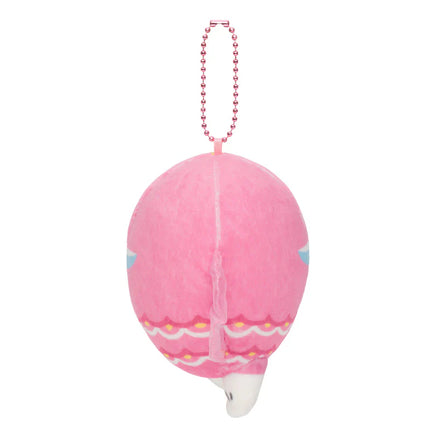 Pink plush hanging mascot back view with bead chain