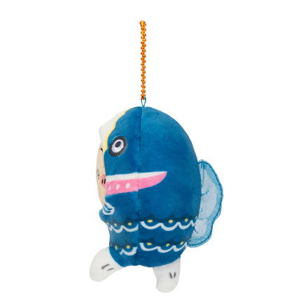 Dark blue plush hanging mascot side view with bead chain