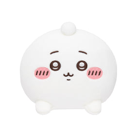 White butt plush mascot with cute face and small top pom