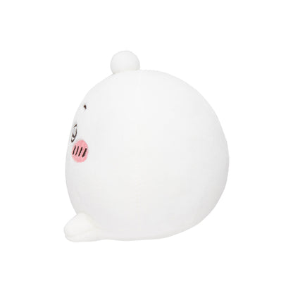 White butt plush mascot from back with small top pom