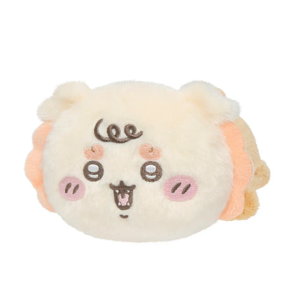 Cream crawling plush toy with bear ears, rosy cheeks, and cute face, front.