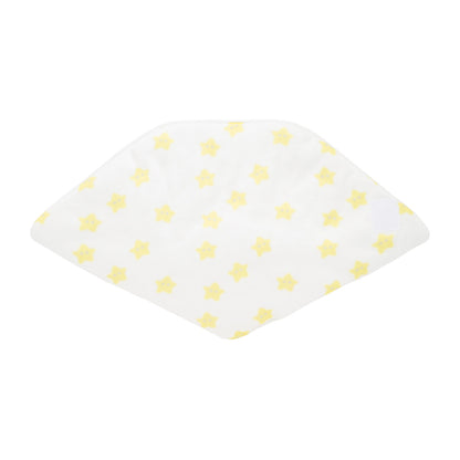 White swaddle blanket with small yellow star pattern