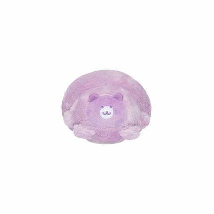 Lavender plush coin purse with small smiling face patch