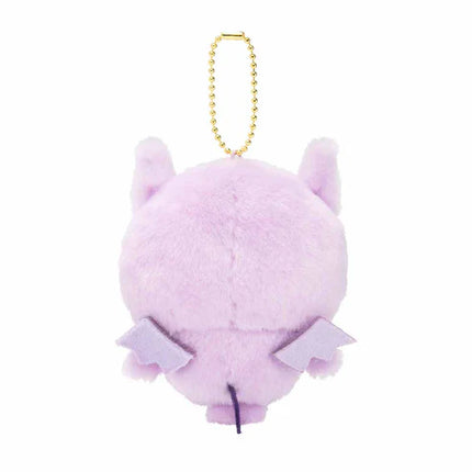 Angel baby plush mascot keychain with gold chain, light purple face and wings
