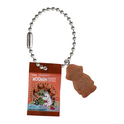 Moomin biscuit mini charm keychain with brown snack packet and brown biscuit charm
