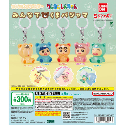 Five-piece character capsule toy keychain set with hanging straps and small figures