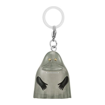 Moomin keychain charm: gray hooded character with eyes and metal ring