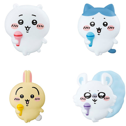 Bandai set of 4 Chiikawa light clip toys: white, blue, yellow, and light-blue designs