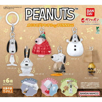 Peanuts Funny version set of six marker keychain charms on package card