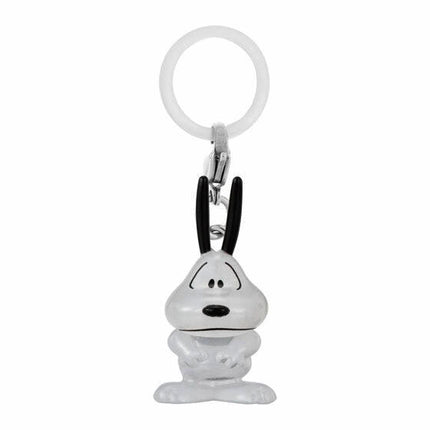Rabbit-shaped keychain charm with black nose and ears, hanging from ring