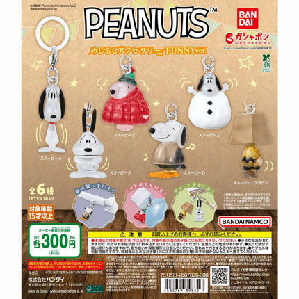 Set of six Peanuts character marker keychain charms on display card