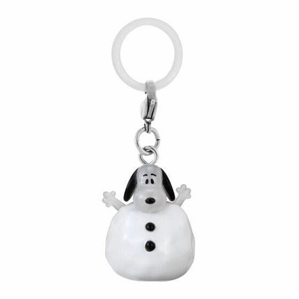 White ghost-like character keychain charm with black dots, hanging from ring
