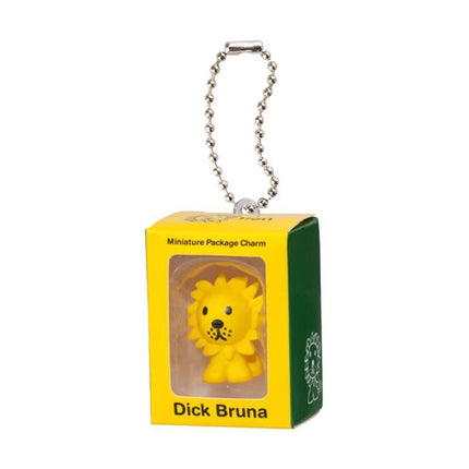 Miffy miniature package charm keychain in yellow lion box with silver chain