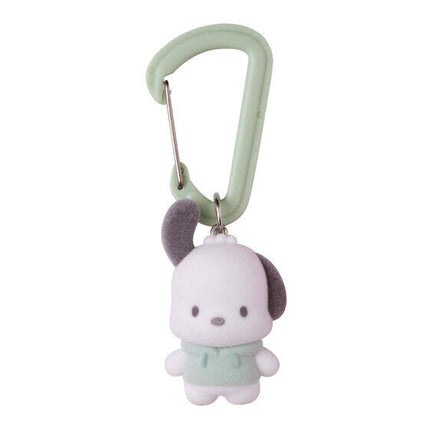 Light purple plush mascot charm with mint green carabiner clip and metal ring