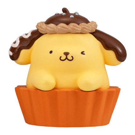 Chocolate cup character doll with yellow face, brown hair cap, and cute smile