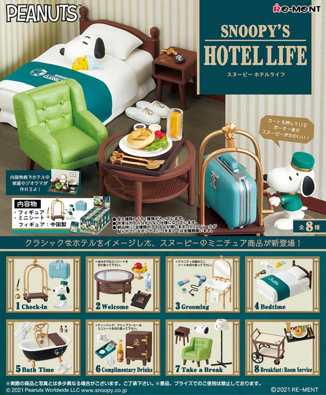 (Discontinued) Re-Ment Snoopy's Hotel Life Full Set (8 Figures) | Peanuts | Rement Miniatures