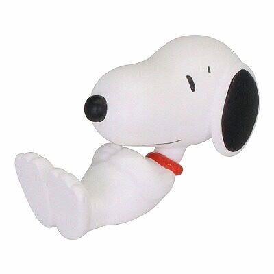 Snoopy mascot figurine sitting with red collar, arms forward
