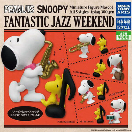 Takara Tomy capsule toy box with Snoopy jazz weekend saxophone figure