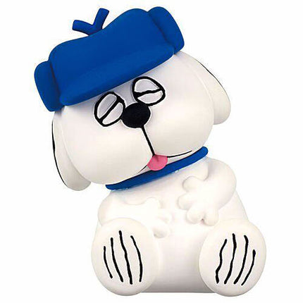 Snoopy sleeping capsule toy figure with blue blanket and round glasses