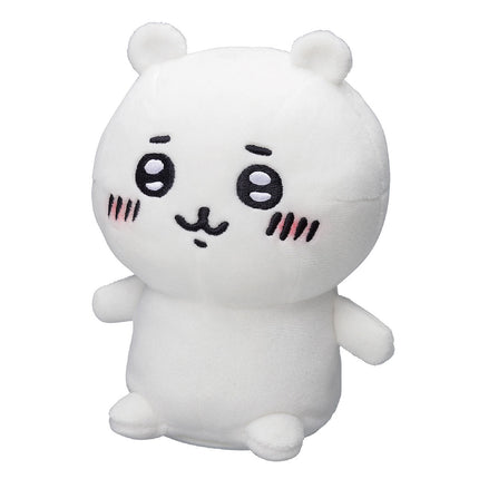 White Chiikawa voice plush toy, side view with big eyes and small arms