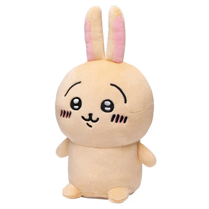 Beige bunny voice plush toy front view with long ears and embroidered smile