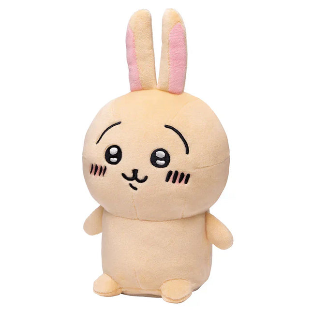 Beige bunny voice plush toy front view with long ears and embroidered smile
