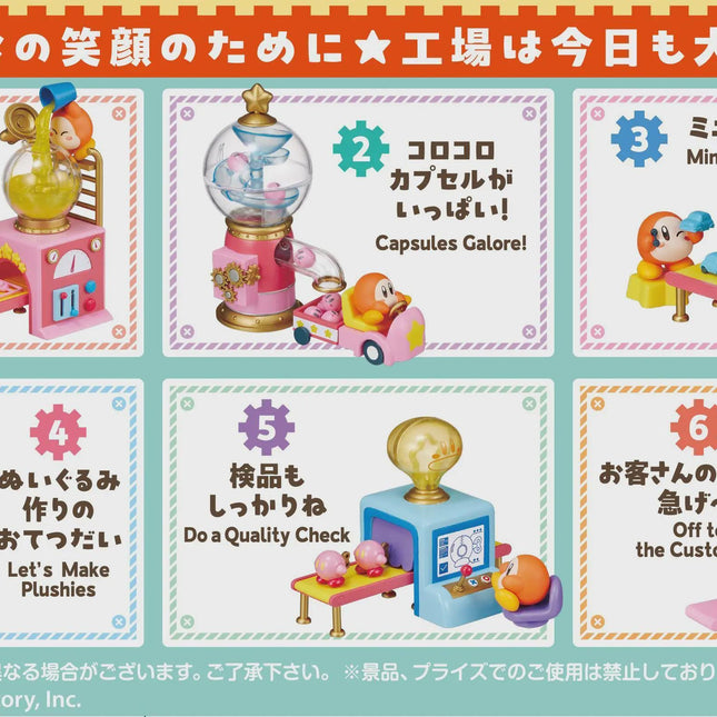Six-panel instruction card for a miniature toy factory set