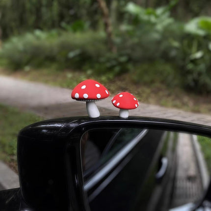 Cute Red Mushroom - Healing Toadstool Pair for Car Ornament, Dashboard, Rearview Mirror Charm, Auto Decor