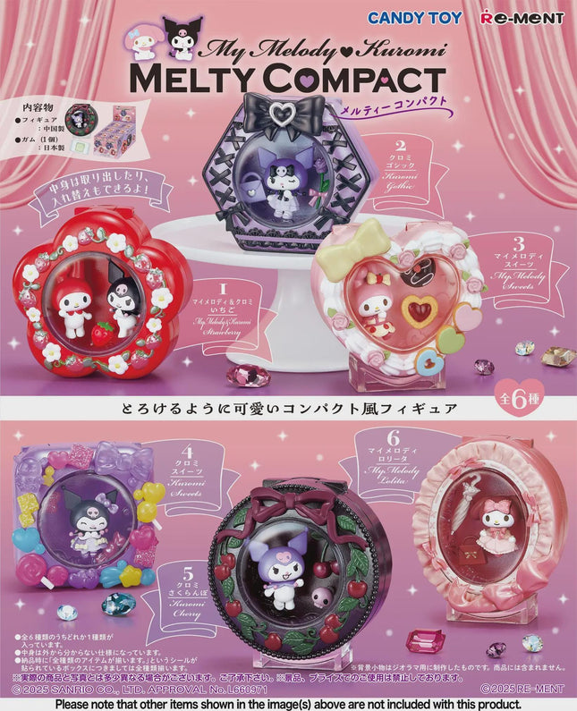 Re-ment Sanrio My Melody & Kuromi Melty Compact Full Set | Rement Miniatures Dollhouse